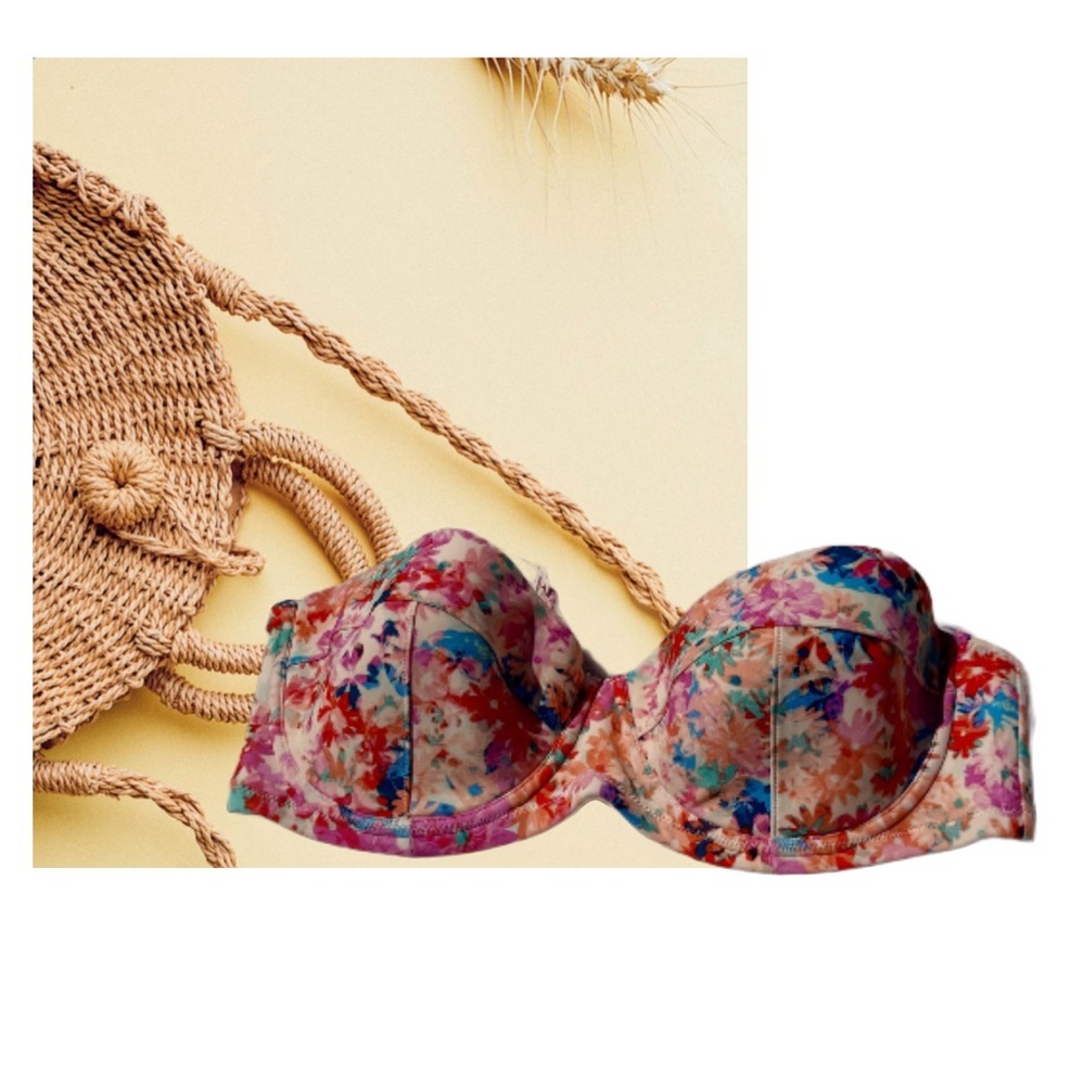 NWT J. Crew Marigold Multi Floral Bikini Top